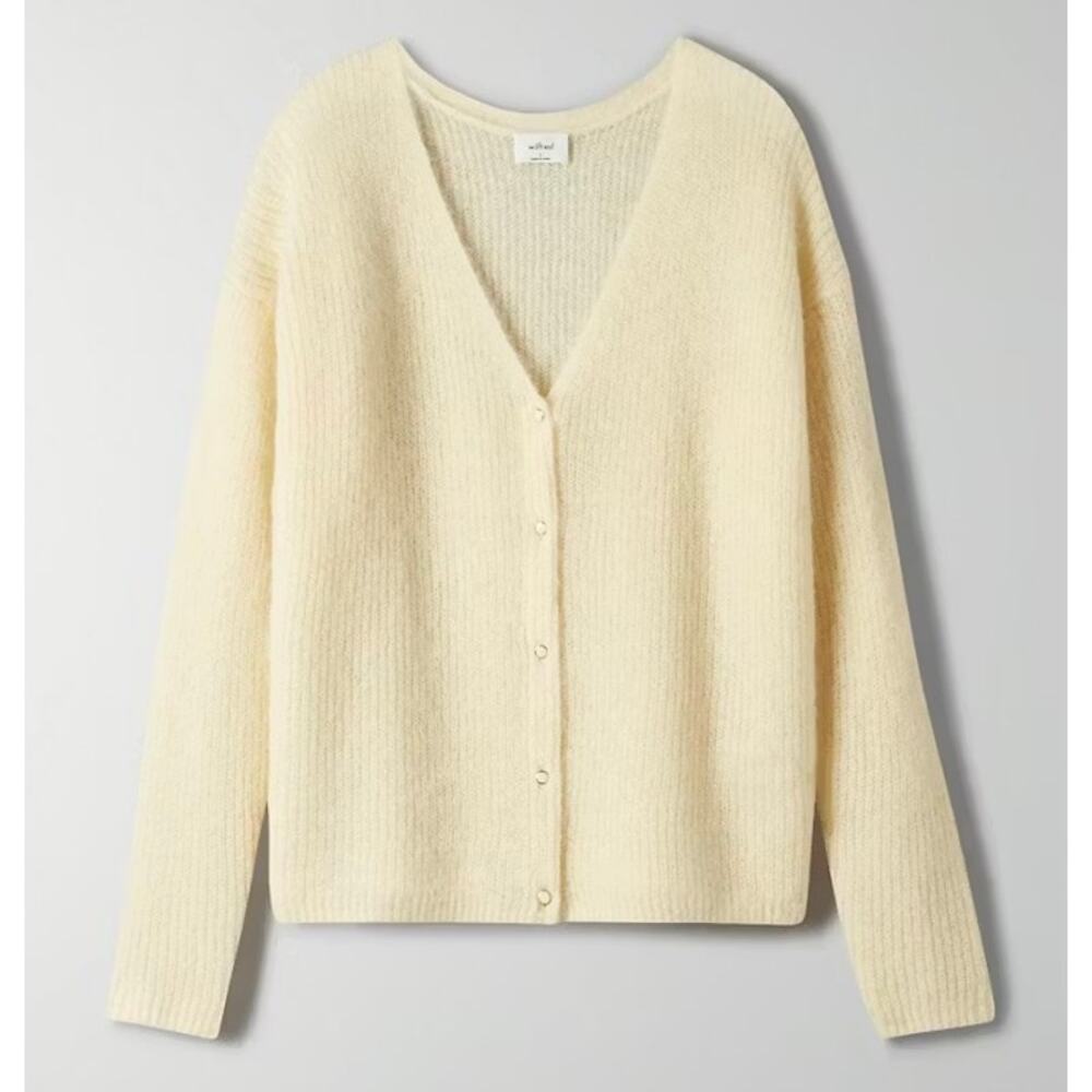 Wilfred Cream V-Neck Button Front Cardigan